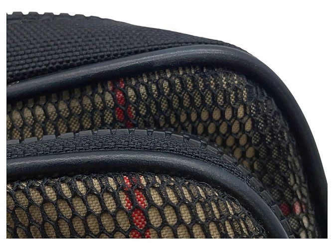 Borsa a tracolla Burberry Nova Check in tela mesh e pelle Nero Multicolore - vista 7