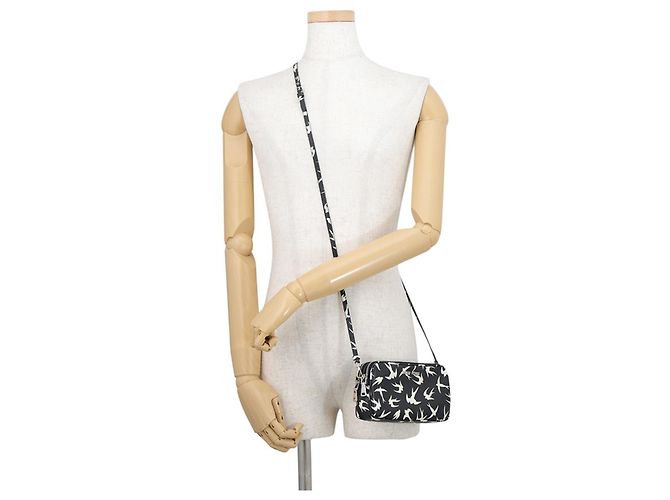 Borsa a tracolla in pelle con stampa a rondine Miu Miu Nero Bianco - vista 4