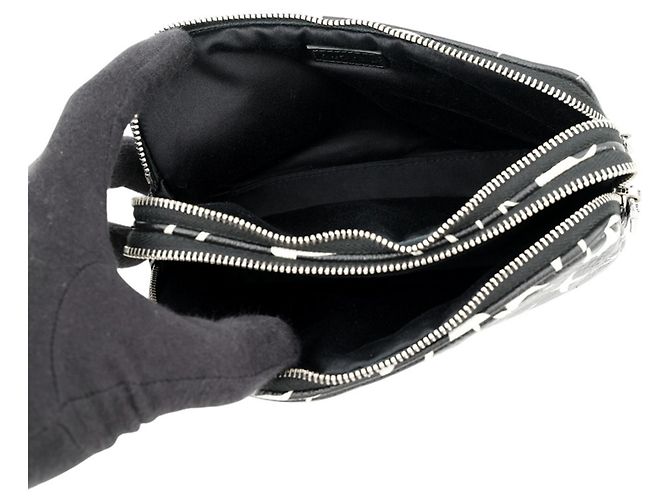 Borsa a tracolla in pelle con stampa a rondine Miu Miu Nero Bianco - vista 5