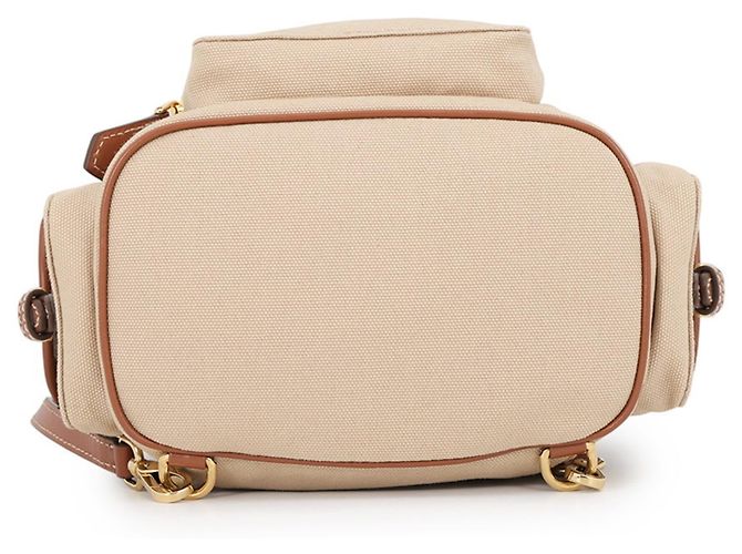Mochila e bolsa Miu Miu em couro e lona bege e marrom - vista 3