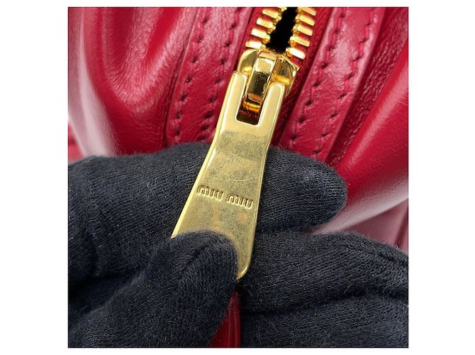 Borsa a mano Bowling in pelle Miu Miu Rosso - vista 11