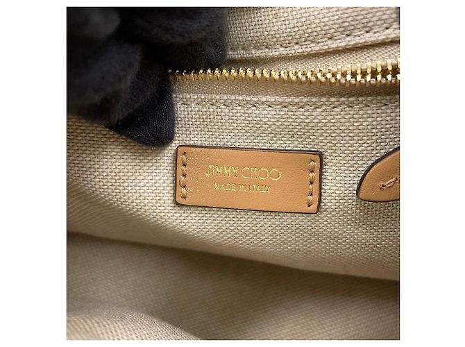Borsa in rafia Jimmy Choo Cinch Medium Beige - vista 11