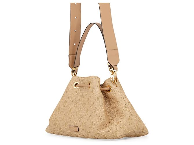 Borsa in rafia Jimmy Choo Cinch Medium Beige - vista 2