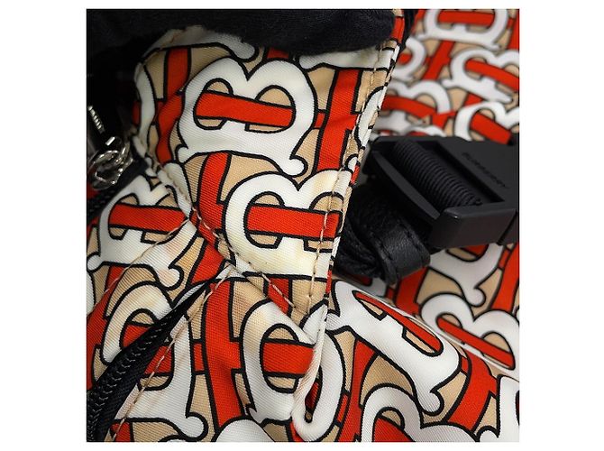 Zaino Burberry TB Monogram in nylon Bianco Beige Arancione - vista 11
