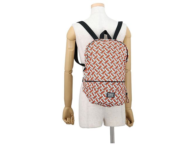 Zaino Burberry TB Monogram in nylon Bianco Beige Arancione - vista 5