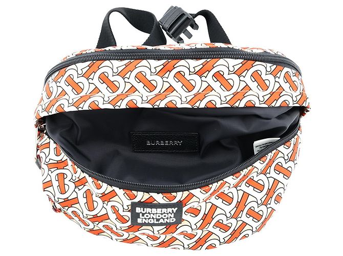 Zaino Burberry TB Monogram in nylon Bianco Beige Arancione - vista 8