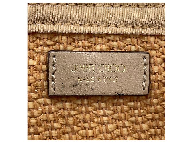 Borsa Jimmy Choo in rafia e pelle beige - vista 16