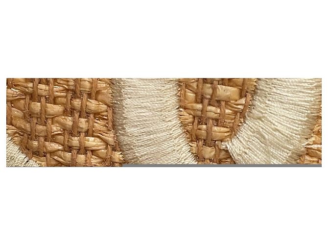 Borsa Jimmy Choo in rafia e pelle beige - vista 9