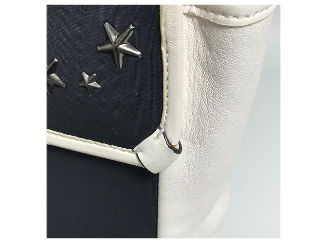 Jimmy Choo Two-tone Star Studded Leather Backpack Black White - view 11
