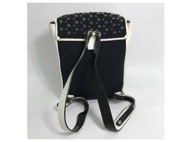 Jimmy Choo Two-tone Star Studded Leather Backpack Black White - view 2
