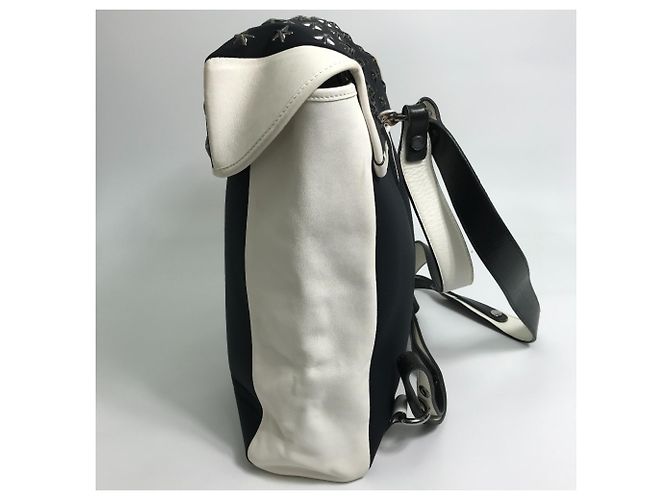 Jimmy Choo Two-tone Star Studded Leather Backpack Black White - view 5