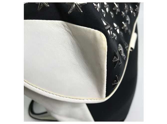 Jimmy Choo Two-tone Star Studded Leather Backpack Black White - view 9