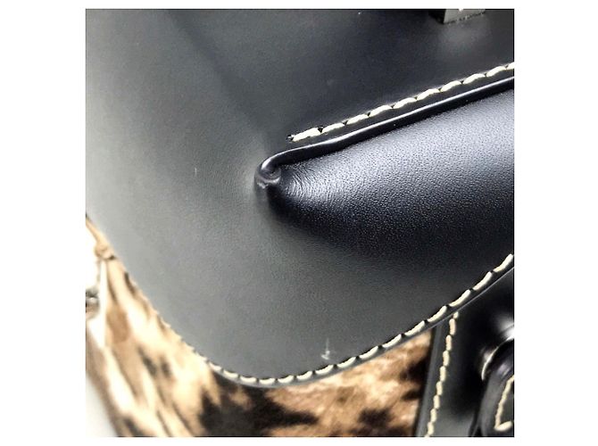 Bolso de hombro 2-Way MCM con estampado de leopardo Negro Beige - vista 7