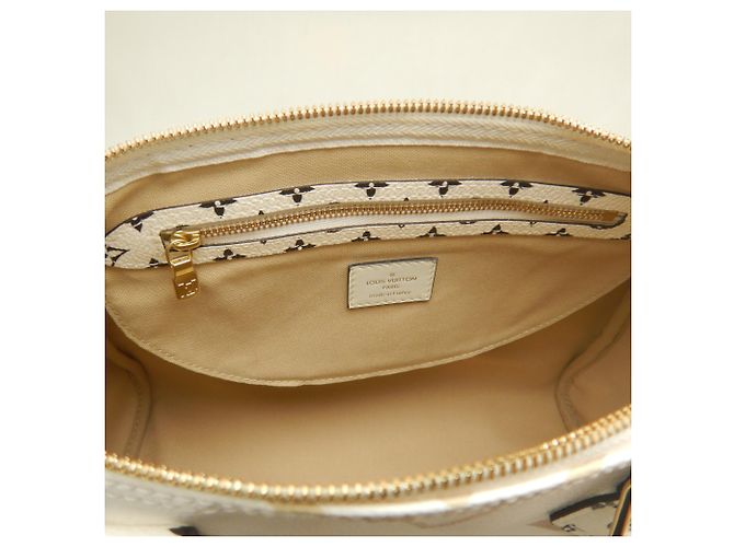 Borsa Louis Vuitton Monogram Giant Speedy Bandoulière 30 Bianco Beige Cachi - vista 16