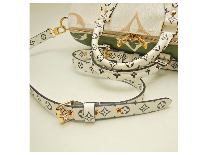 Borsa Louis Vuitton Monogram Giant Speedy Bandoulière 30 Bianco Beige Cachi - vista 4