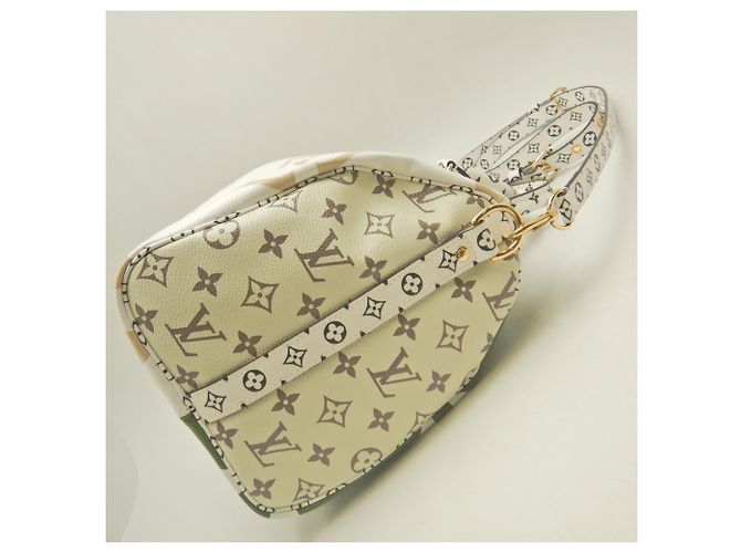 Borsa Louis Vuitton Monogram Giant Speedy Bandoulière 30 Bianco Beige Cachi - vista 5