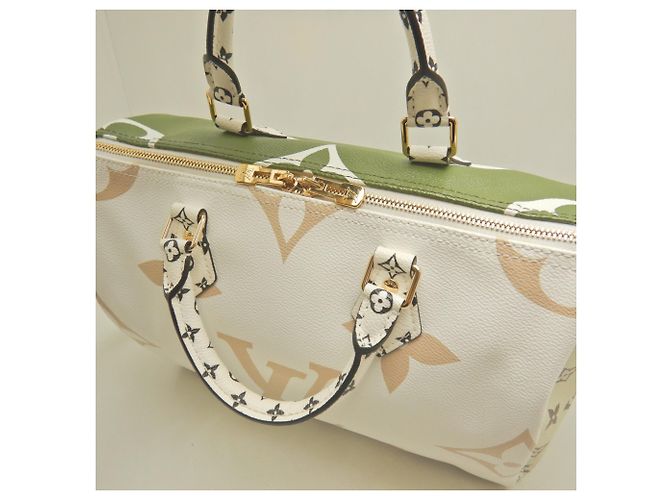 Borsa Louis Vuitton Monogram Giant Speedy Bandoulière 30 Bianco Beige Cachi - vista 7