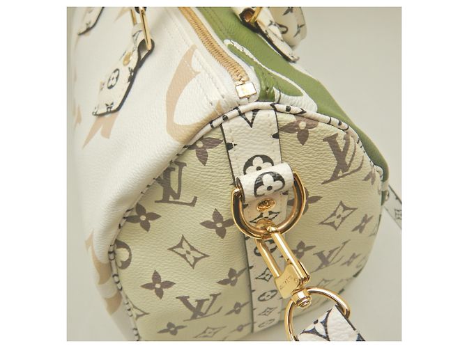 Borsa Louis Vuitton Monogram Giant Speedy Bandoulière 30 Bianco Beige Cachi - vista 8