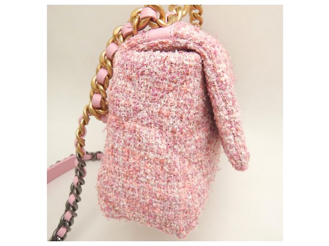 Borsa a tracolla Chanel 19 in tweed Rosa - vista 11
