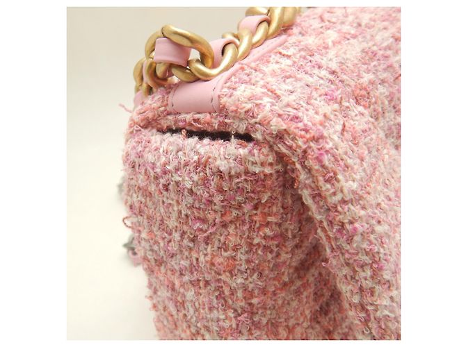 Borsa a tracolla Chanel 19 in tweed Rosa - vista 12