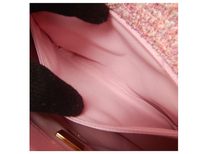 Borsa a tracolla Chanel 19 in tweed Rosa - vista 17