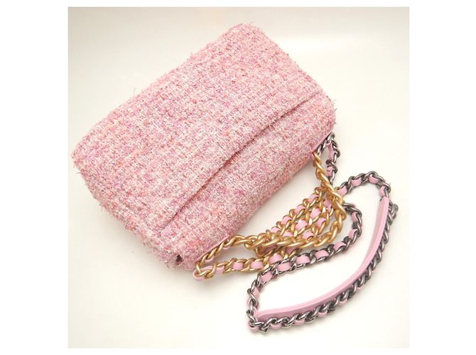 Borsa a tracolla Chanel 19 in tweed Rosa - vista 3
