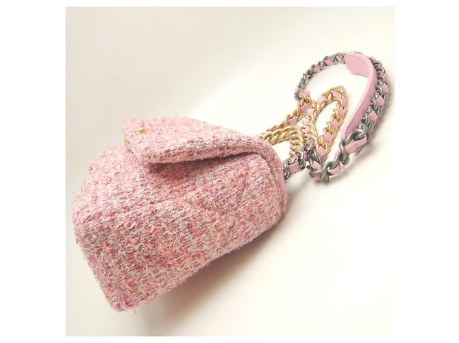 Borsa a tracolla Chanel 19 in tweed Rosa - vista 4