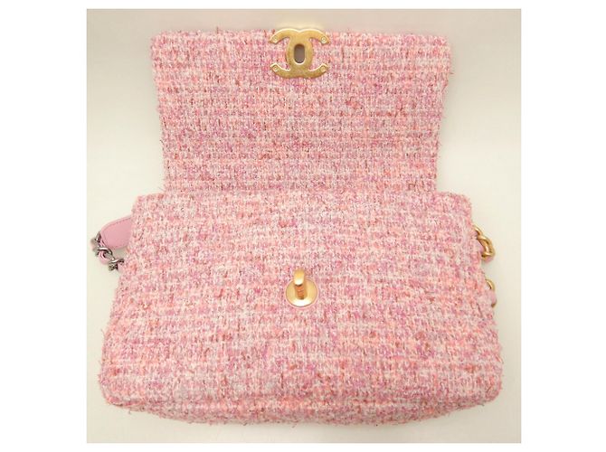 Borsa a tracolla Chanel 19 in tweed Rosa - vista 6