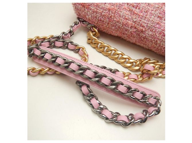 Borsa a tracolla Chanel 19 in tweed Rosa - vista 8
