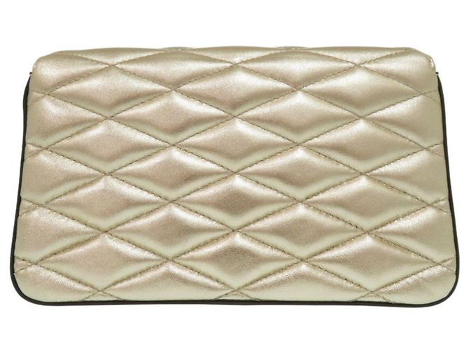 Cartera de cadena acolchada Jimmy Choo JC Bar Beige Dorado - vista 2