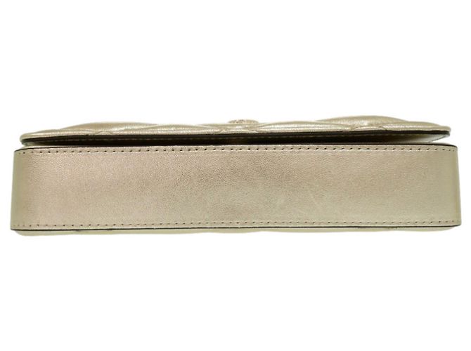 Cartera de cadena acolchada Jimmy Choo JC Bar Beige Dorado - vista 3