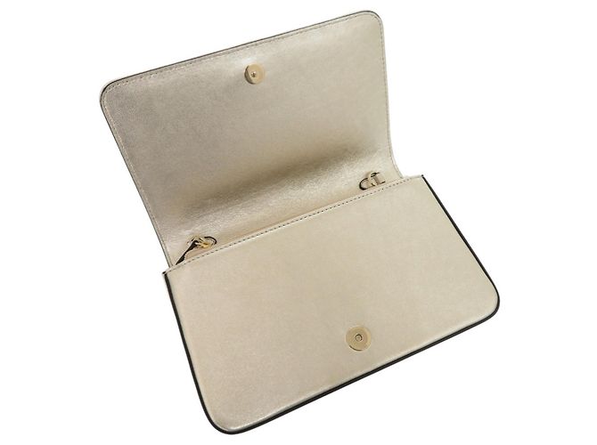 Cartera de cadena acolchada Jimmy Choo JC Bar Beige Dorado - vista 5