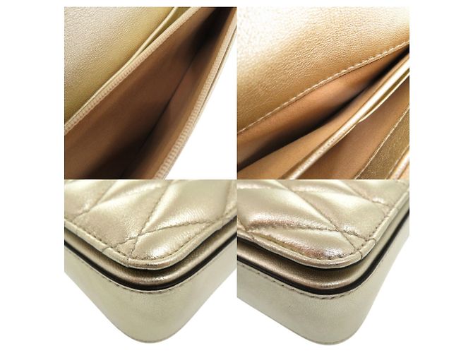 Cartera de cadena acolchada Jimmy Choo JC Bar Beige Dorado - vista 8