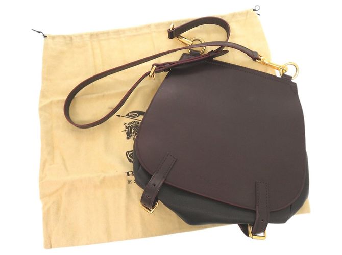 Borsa a tracolla in pelle Burberry Nero Marrone scuro - vista 2
