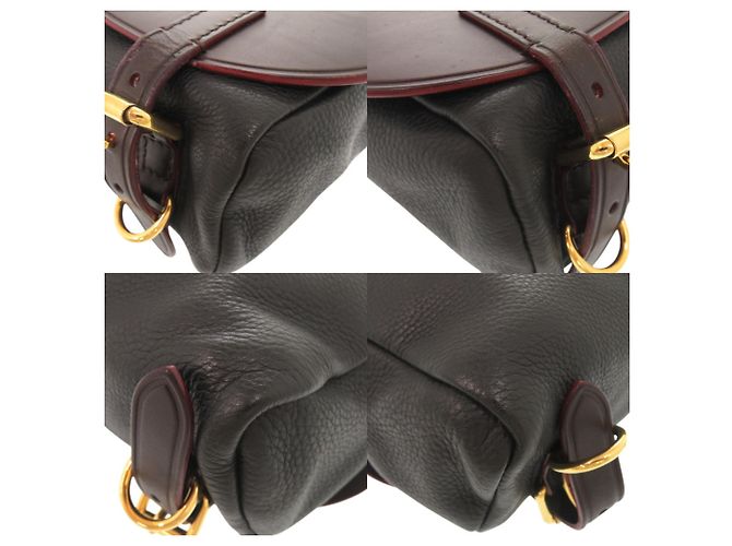 Borsa a tracolla in pelle Burberry Nero Marrone scuro - vista 5