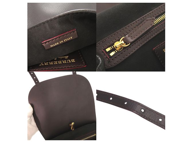 Borsa a tracolla in pelle Burberry Nero Marrone scuro - vista 7