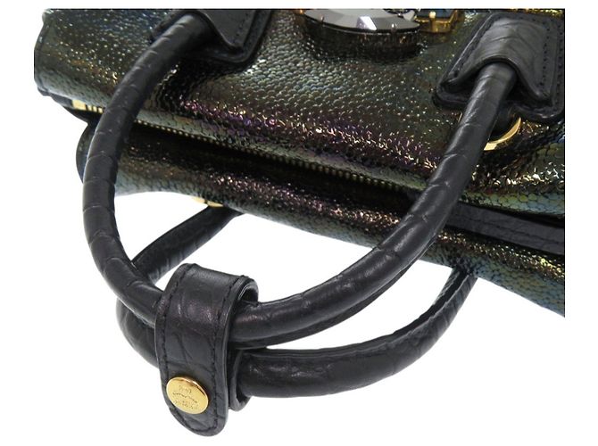 Borsa 2-way MCM Milla Robot in pelle verniciata goffrata nera Nero - vista 6