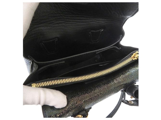 Borsa 2-way MCM Milla Robot in pelle verniciata goffrata nera Nero - vista 7