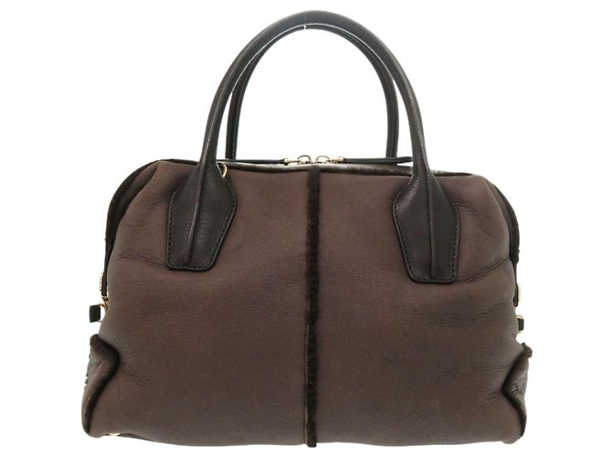 Borsa a mano Tod's D-Styling in pelle e shearling Marrone - vista 2