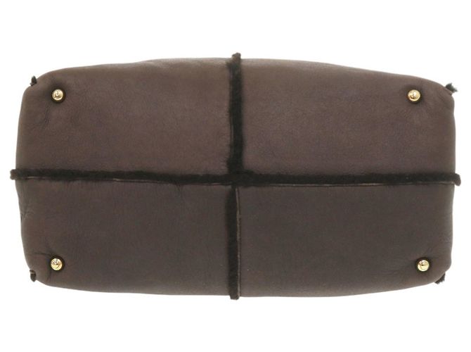 Borsa a mano Tod's D-Styling in pelle e shearling Marrone - vista 3
