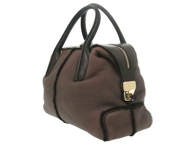 Borsa a mano Tod's D-Styling in pelle e shearling Marrone - vista 7