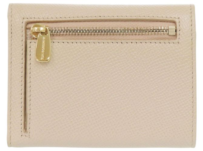 Dolce & Gabbana Tri-fold Geldbörse aus beigem Leder - Ansicht 2