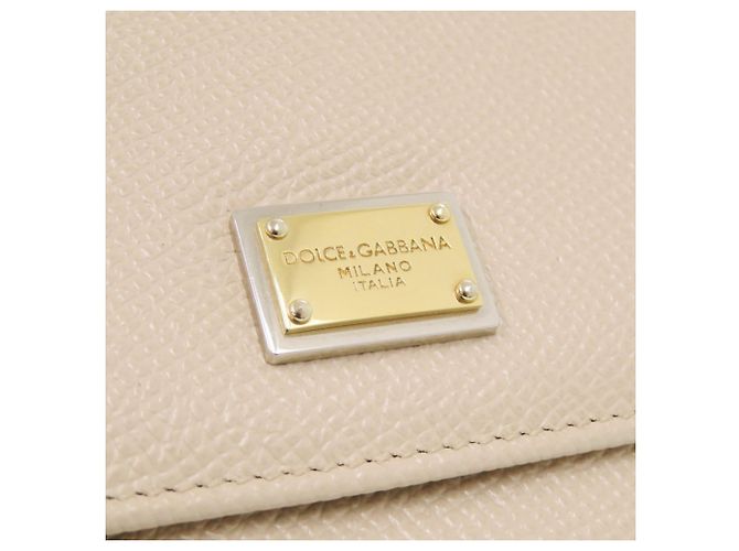 Dolce & Gabbana Tri-fold Geldbörse aus beigem Leder - Ansicht 6