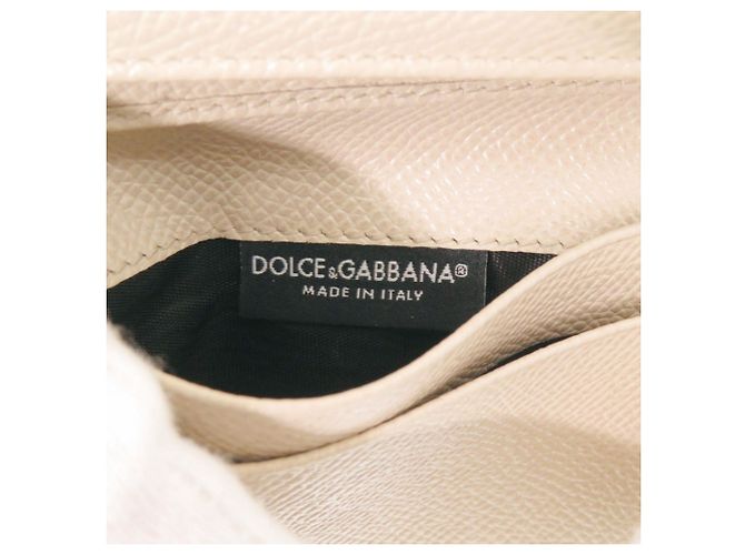 Dolce & Gabbana Tri-fold Geldbörse aus beigem Leder - Ansicht 7