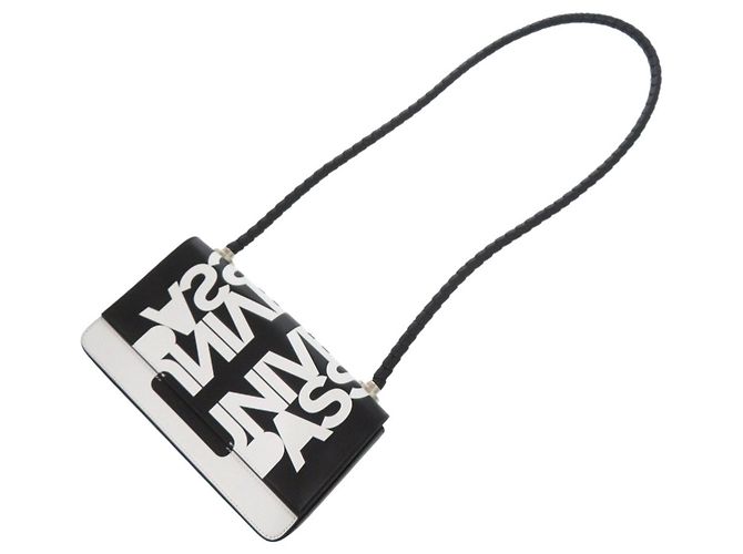 Borsa a tracolla Burberry in pelle bianca e nera Nero Bianco - vista 5