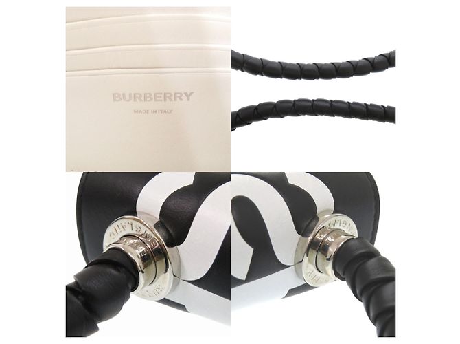Borsa a tracolla Burberry in pelle bianca e nera Nero Bianco - vista 8