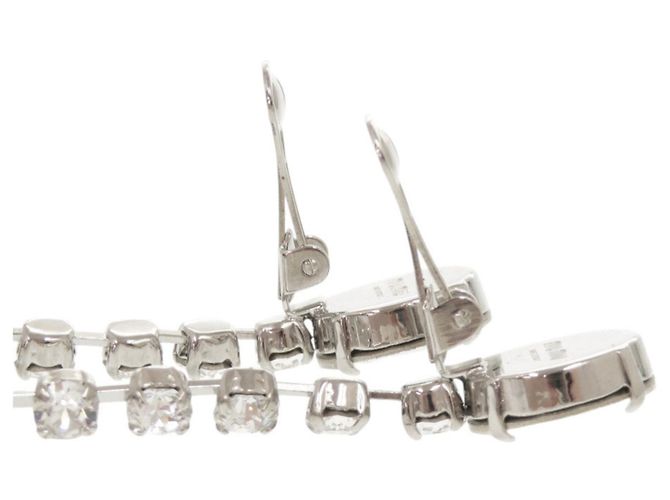 Orecchini Miu Miu in argento con cristalli e perle finte - vista 4