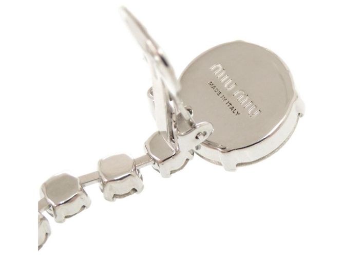 Orecchini Miu Miu in argento con cristalli e perle finte - vista 5