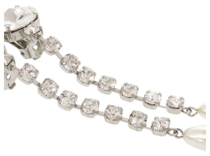 Orecchini Miu Miu in argento con cristalli e perle finte - vista 8