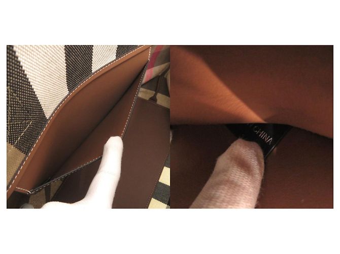 Burberry Check Canvas Brown Tote Bag Braun - Ansicht 7